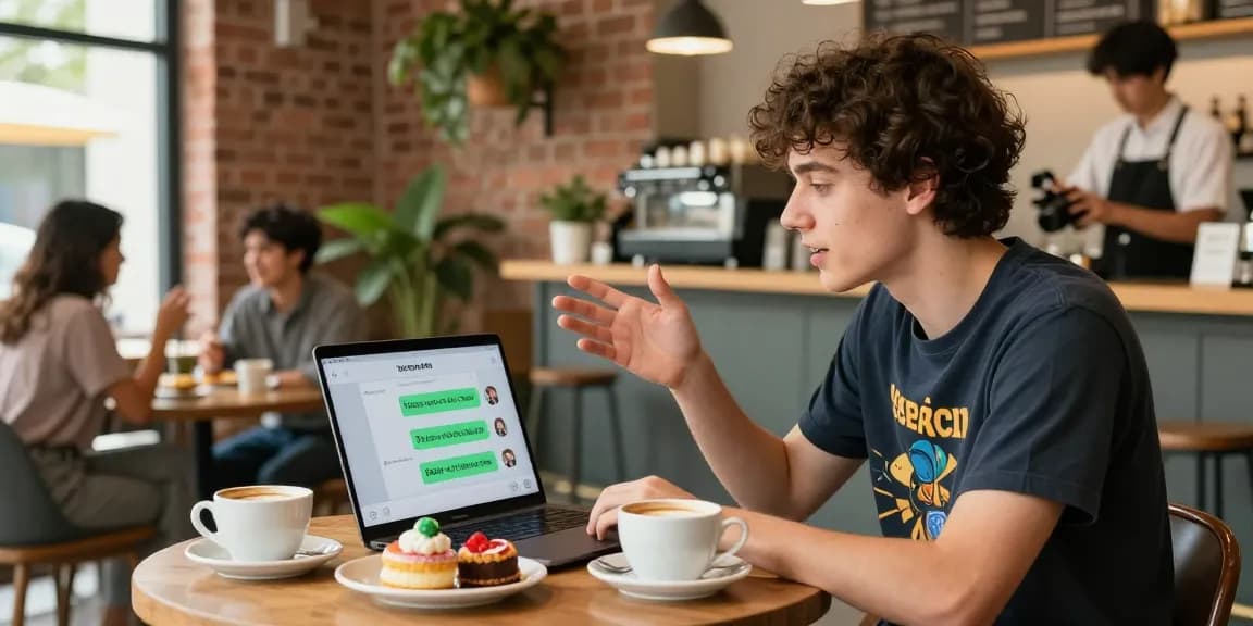 Engaging user experience with spicy chat ai at a modern café.