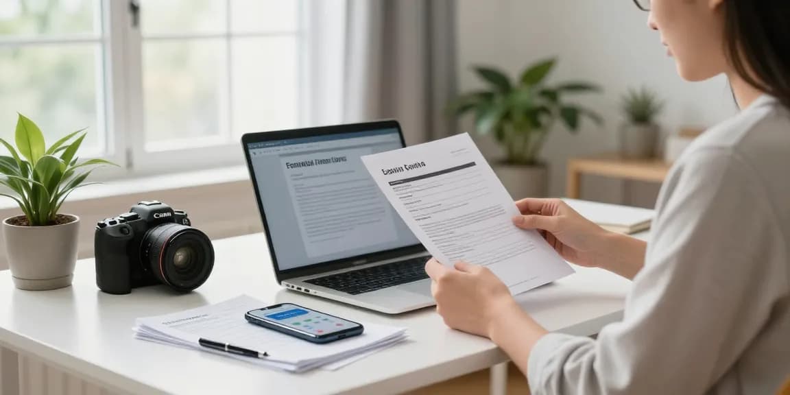 Individual reviewing loan applications in a bright home office, learn more about quick financial solutions.