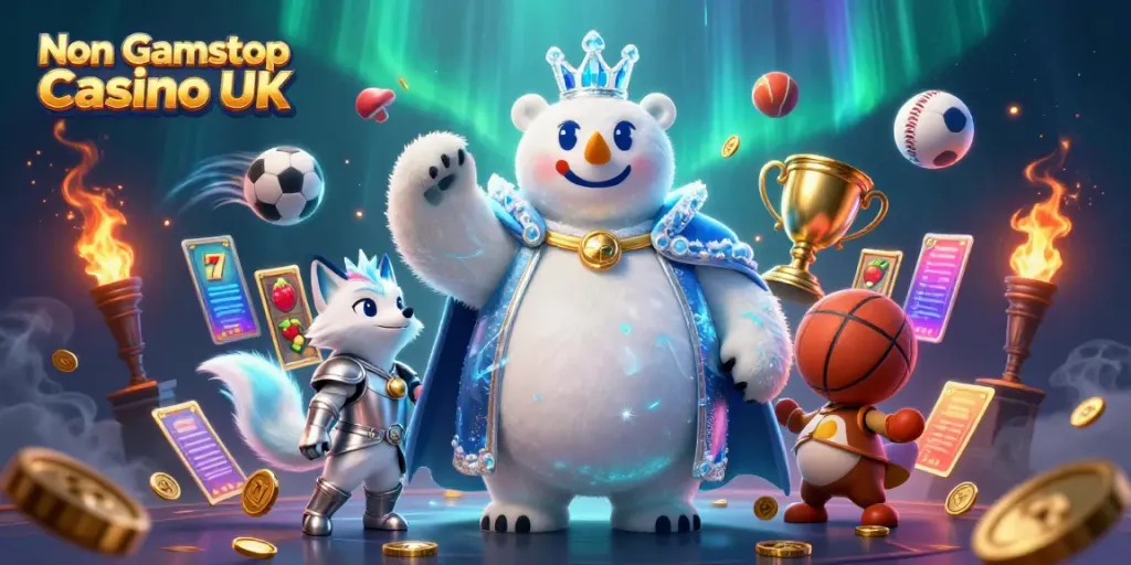 Experience the thrill of Non Gamstop Casino UK with this vibrant scene full of gaming elements.