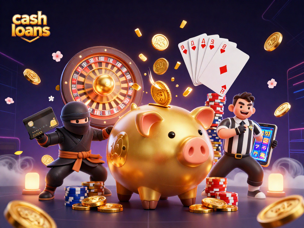 Engage with cash loans through dynamic characters in a vibrant casino setting.