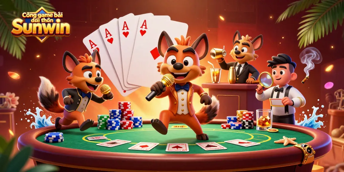 Experience excitement at Cổng game bài đổi thưởng Sunwin with vibrant hyenas in a comedic casino setting.