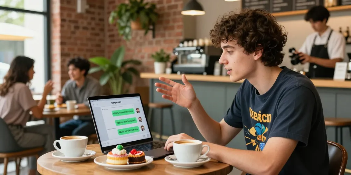 Engaging user experience with spicy chat ai at a modern café.