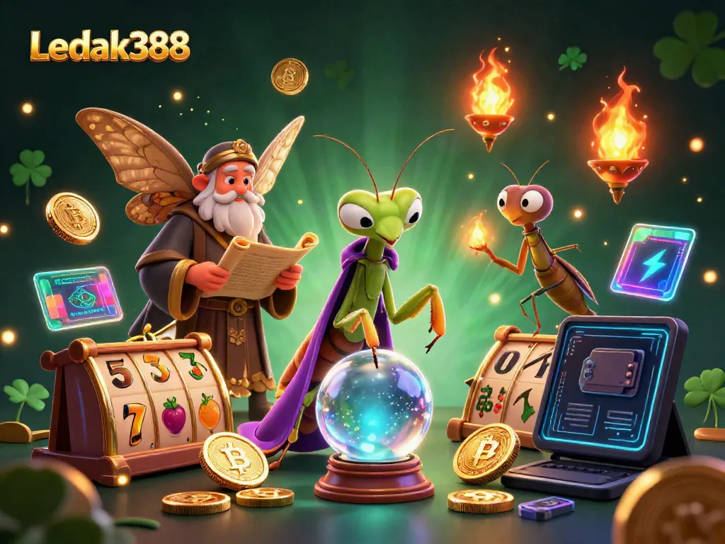 Experience the magic of Ledak388 with charming characters and exhilarating slot elements in a mystical setting.