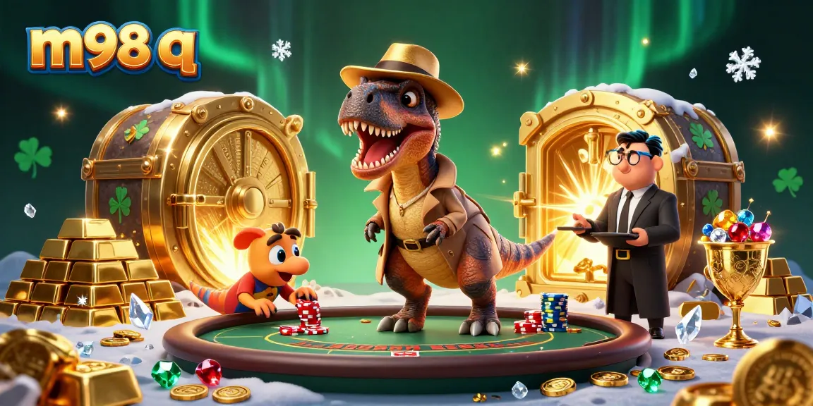 Experience thrilling gameplay as m98 q comes alive with a velociraptor card counter and animated casino elements.