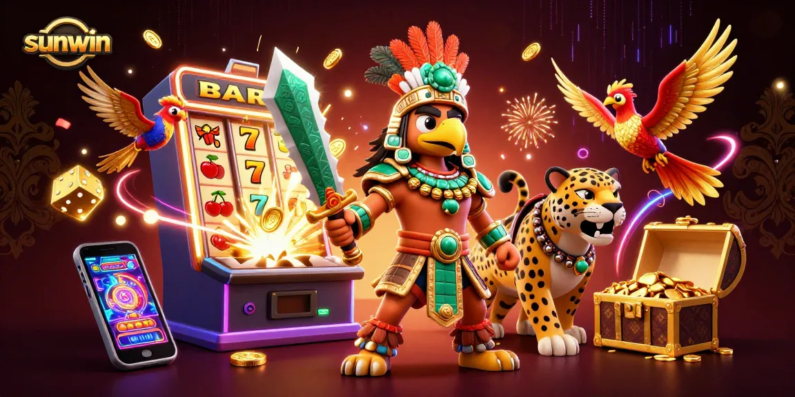 Experience the thrilling action at sunwin with vibrant slot machines and dynamic characters.